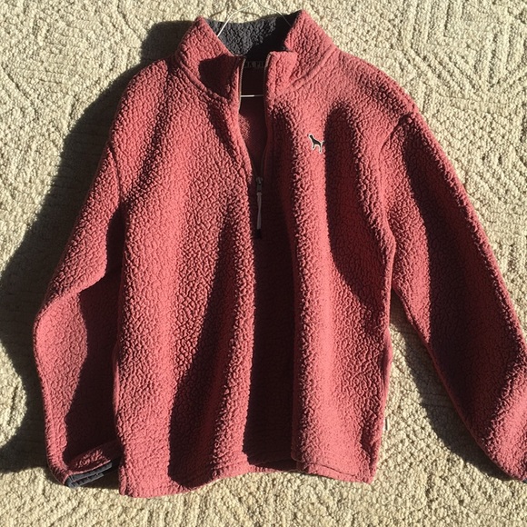 PINK Victoria's Secret Sweaters - Mauve PINK Sherpa quarter zip